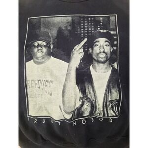 Tupac & Biggie Hip Hop Rap Crewneck Sweatshirt Graphic Print Black Sz Small